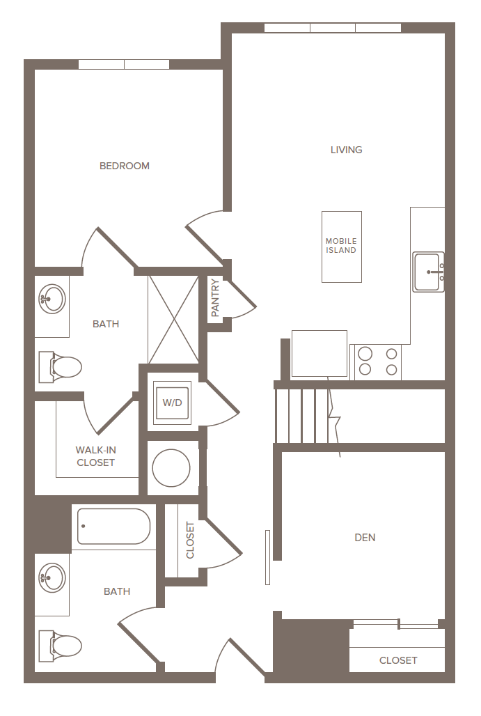 Floorplan for Apartment #2177, 1 bedroom unit at Halstead Parsippany